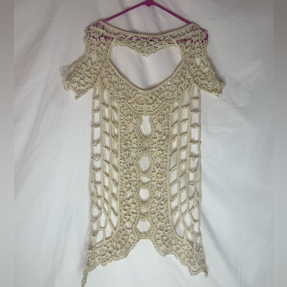 For Love And Lemons women’s coverup sizeXS crochet cold-shoulder - Picture 2 of 9